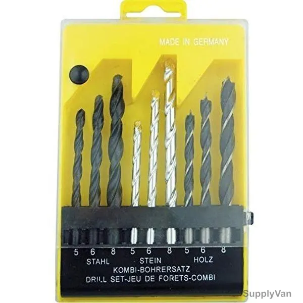Royal Star Combination Drill Bit Set, Silver and Black, 9 Pcs/Set