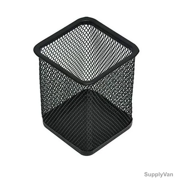 Fis Wire Mesh Pen Holder, FSPH102BK, Square, 8CM Height x 9.2CM Width x 9.5CM Length, Black