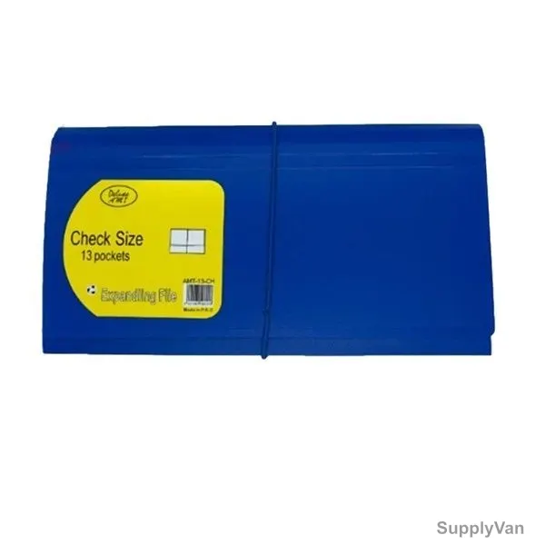 Deluxe Cheque Expanding File With Elastic Fastener, 13 Pockets, Blue