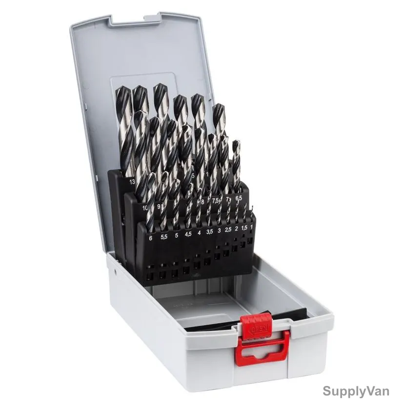 Bosch HSS Twist Drill Bit Set, 2608577352, PointTeQ, 1-13MM, 25 Pcs/Set