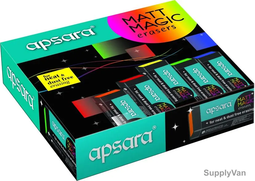 Apsara Matt Magic Eraser, APS102300202, Black/Yellow, Rectangle, PK20