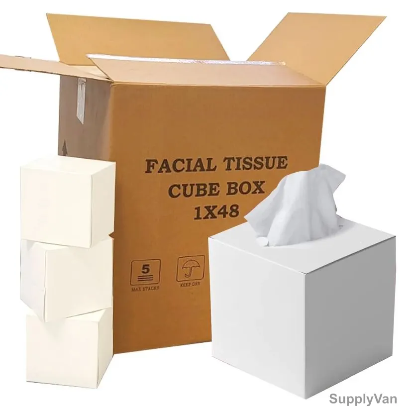 Swish Boutique Facial Tissue Cube Box, 2 Ply, 4800 Sheets, White, 48 Box/Carton — image 1