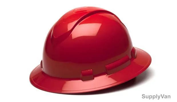 Pyramex Safety Helmet, HP54120, Full Brim, Red