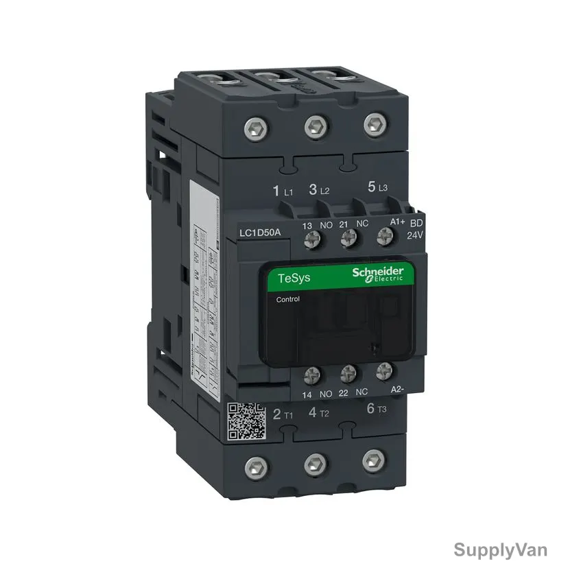 Schneider Electric Contactor, LC1D50ABD, TeSys Deca, 3P, 24VDC Coil, 50A