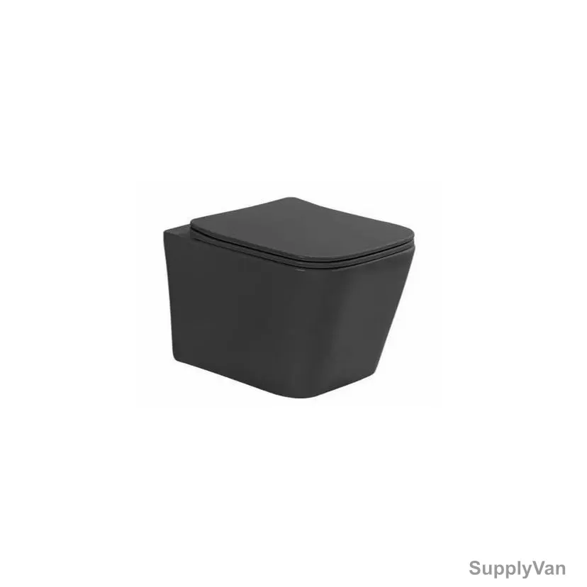 Sonet P-Trap Wall Hung Water Closet, 3061, Quadra, Ceramic, 35CM Height x 52.5CM Width x 36CM Length, Matt Black