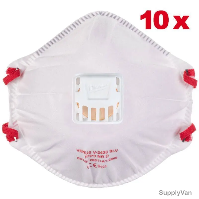 Milwaukee FFP3 Disposable Respirator With Valve, 4932471906, White, 10 Pcs/Pack — image 1
