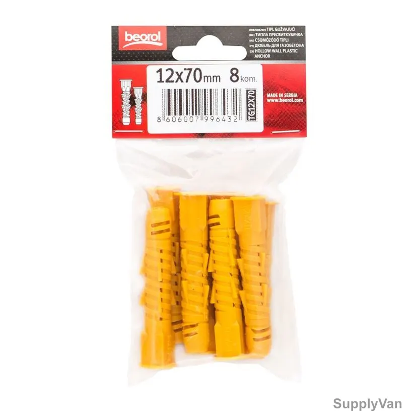 Beorol Plastic Anchor, TG12x70, 12x70MM, PK8