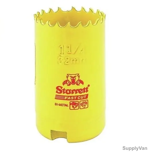 Starrett Hole Saw, FCH0114, High Speed Steel, 32MM, 5.5 TPI, Yellow