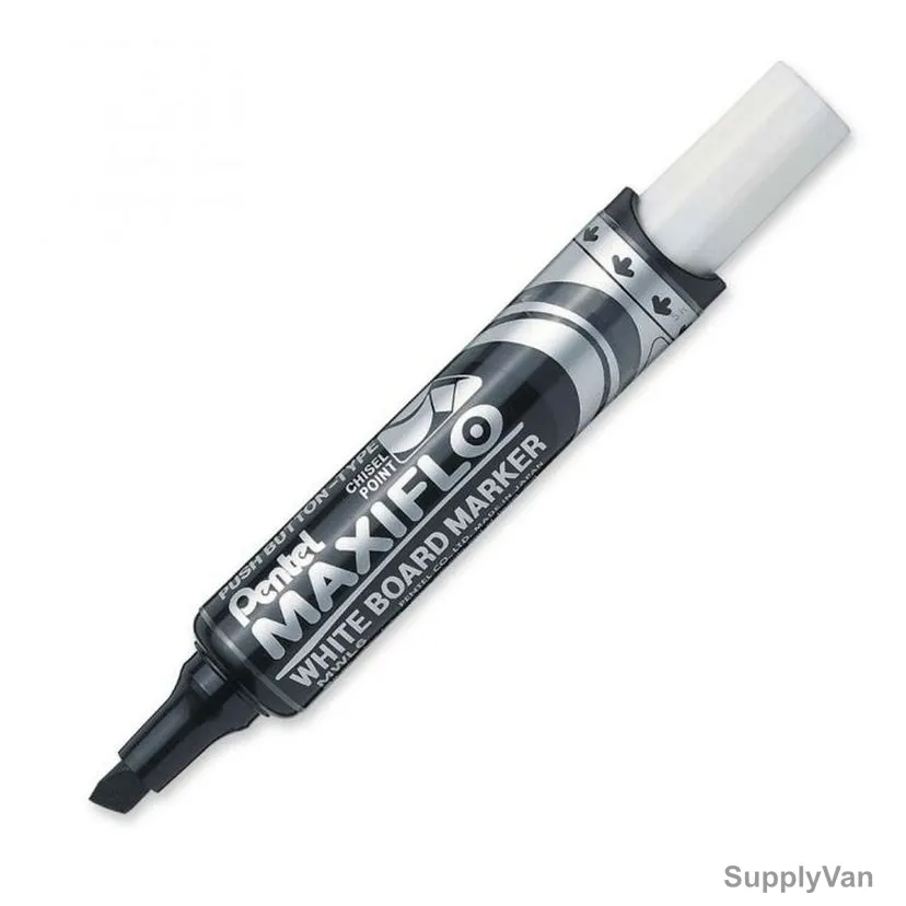 Pentel White Board Marker, PE-MWL6-02A, Maxiflo, 2.0-5.7MM, Black, 2 Pcs/Pack