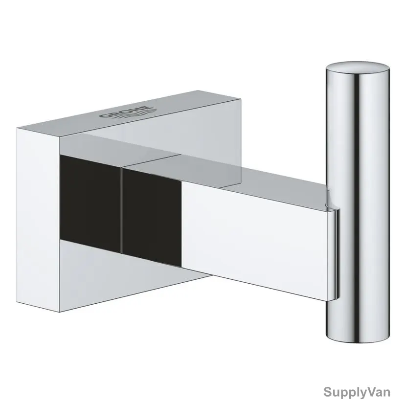 Grohe Wall Mounted Robe Hook, 40511001, Essentials Cube, Metal, Starlight Chrome Finish — image 1