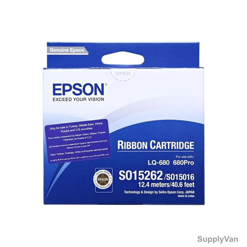 Epson Ribbon Cartridge, LQ680, 12.4 Mtrs, Black