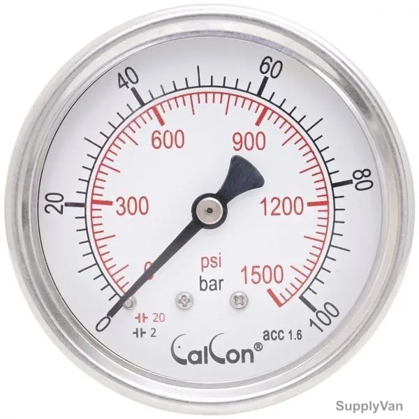 Calcon Pressure Gauge, CC10D, 63MM, 1/4 Inch, NPT, 0-100 Bar