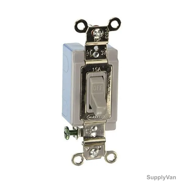 Hubbell 2 Way Toggle Switch, HUBHBL1201GY, 15A, 120-277VAC