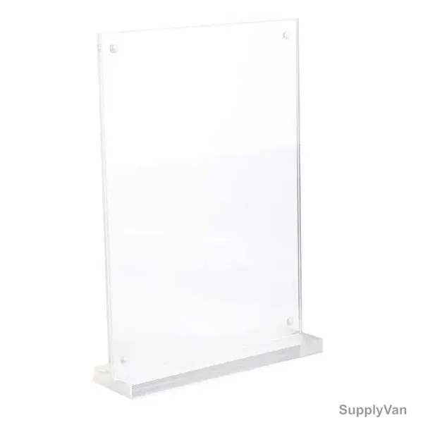 Modest 2 Sided T-Base Sign Holder, Acrylic, 148 x 210CM, Clear