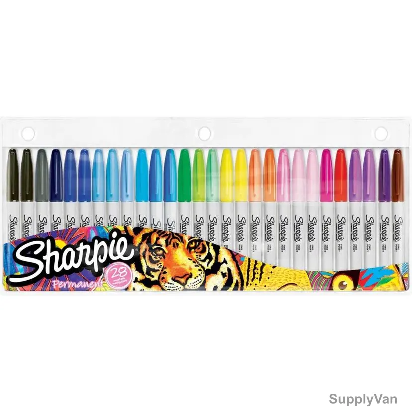 Sharpie Permanent Marker, SP-2061129, 0.9MM Tip Size, Assorted Colors, 28 Pcs/Set