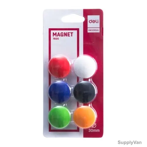 Deli Whiteboard Magnet, E7825, 30MM, Multicolor, 6 Pcs/Pack