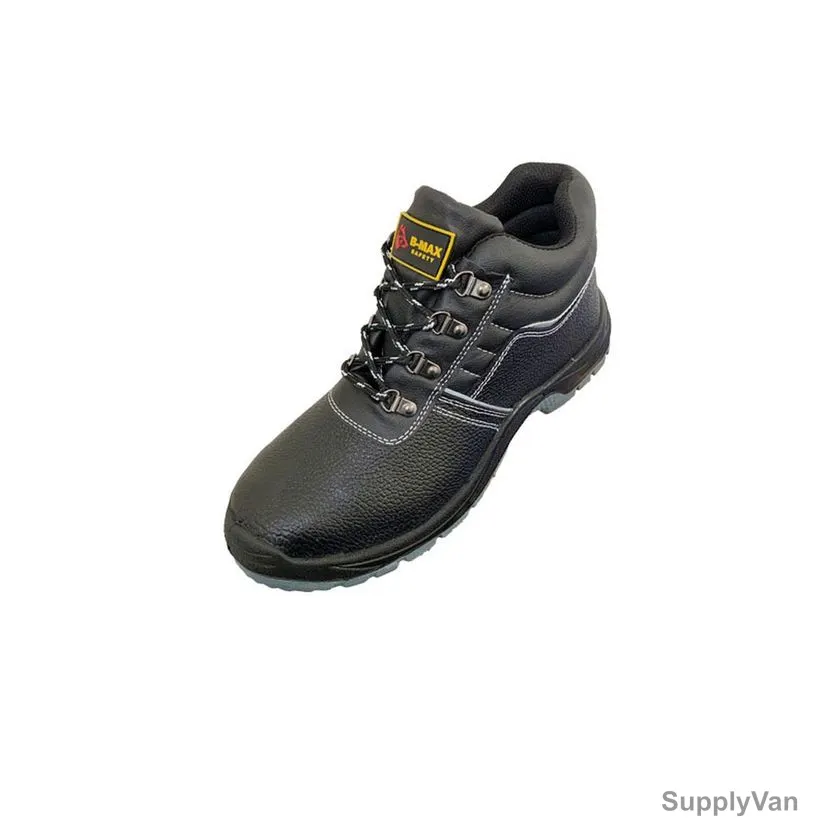 B-Max Heavy Duty High Ankle Safety Shoes, BM8103-A, Buffalo Barton Print Leather, SRC S3, Size43, Black — image 1