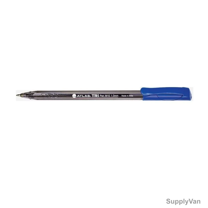 Atlas Ball Point Pen, AS-BPM100-BE, 1.0MM Tip, Blue, 10 Pcs/Pack