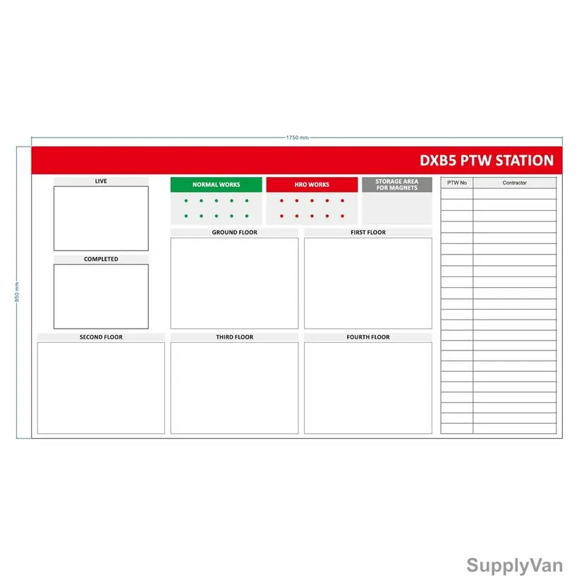 Loto-Lok Customized DXB5 PTW Station Shadow Board, 950MM Width x 1750MM Length