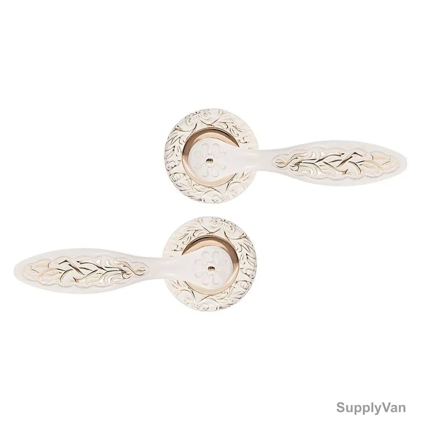 ACS Rose Door Handle W/ Key Hole, Z09-AA101-IVORY-GP, White and Gold