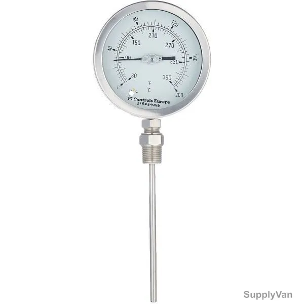 PI Control Temperature Gauge, TG-6-100D-200R-200L, 100x200MM, 1/2 Inch, MNPT
