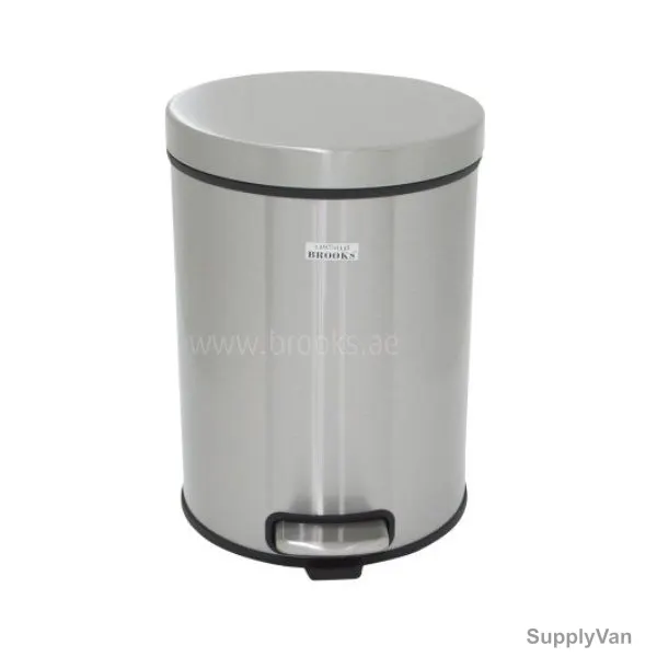 Brooks Round Softclose Pedal Bin, BKS-PDL-4809, Stainless Steel, 8 Ltrs Capacity, Silver