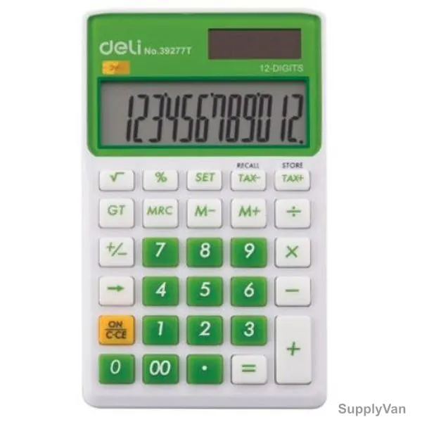 Deli Portable Calculator, E39277T, 12 Digits, Green