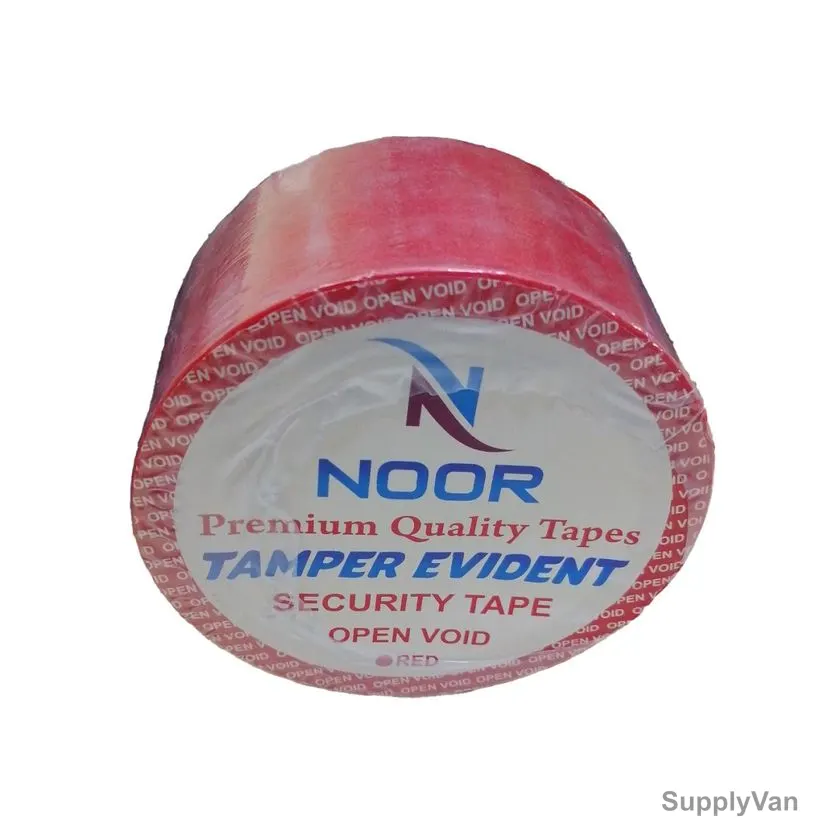 Noor Premium Tamper Evident Security Tape, 2 Inch Width x 50 Yards Length, Red