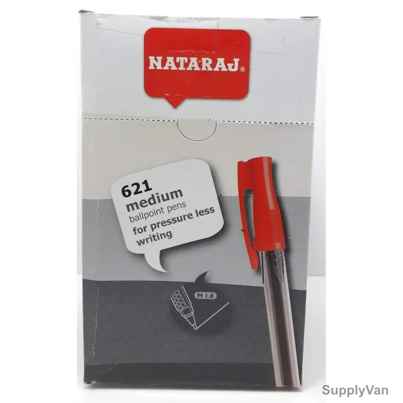 Nataraj Ballpoint Pen, NATRJRD50, 1MM, Red, 50 Pcs/Pack
