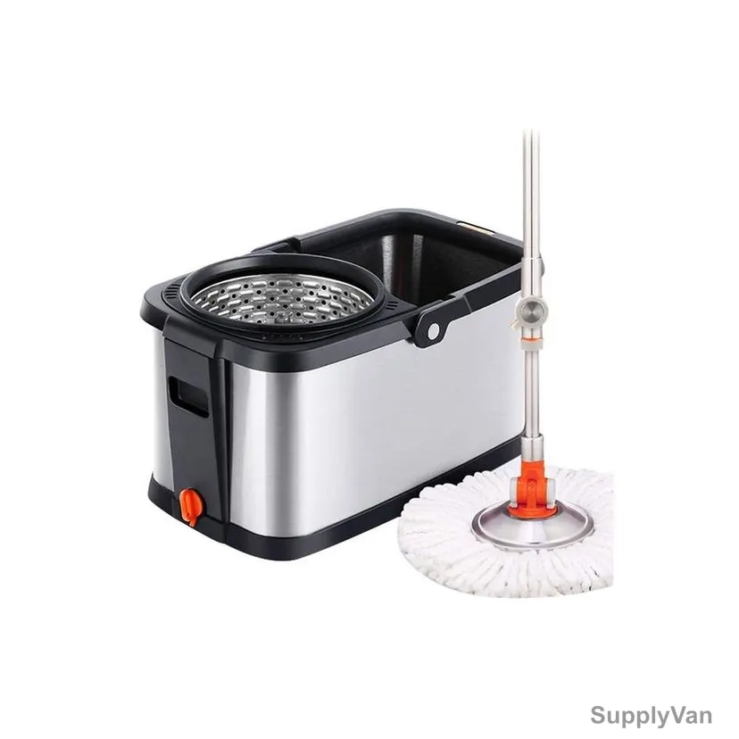 Spin Mop Cleaning Set, MB28, Stainless Steel, 25 Ltrs, Black/Silver