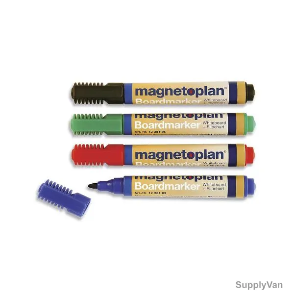 Magnetoplan White Board and Flipchart Marker, COP-12281, 1.5-3.0MM Tip, Assorted Colors, 4 Pcs/Set