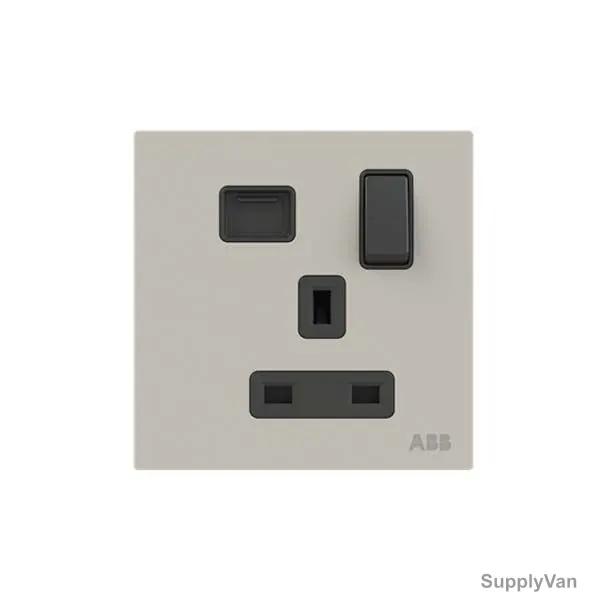 ABB Single Pole Switched Socket With USB Charger, AM23586-DU, Millenium, 1 Gang, 13A, Dune Sand — image 1