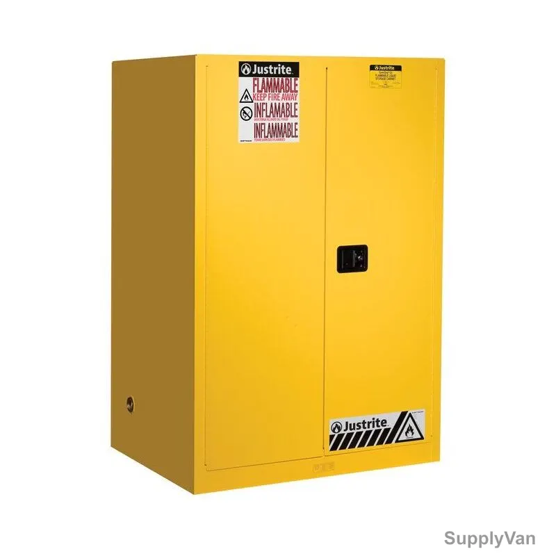 Justrite Flammable Storage Cabinet, 8990201, Sure-Grip, Steel, Double Door, 90 Gallon, Yellow — image 1
