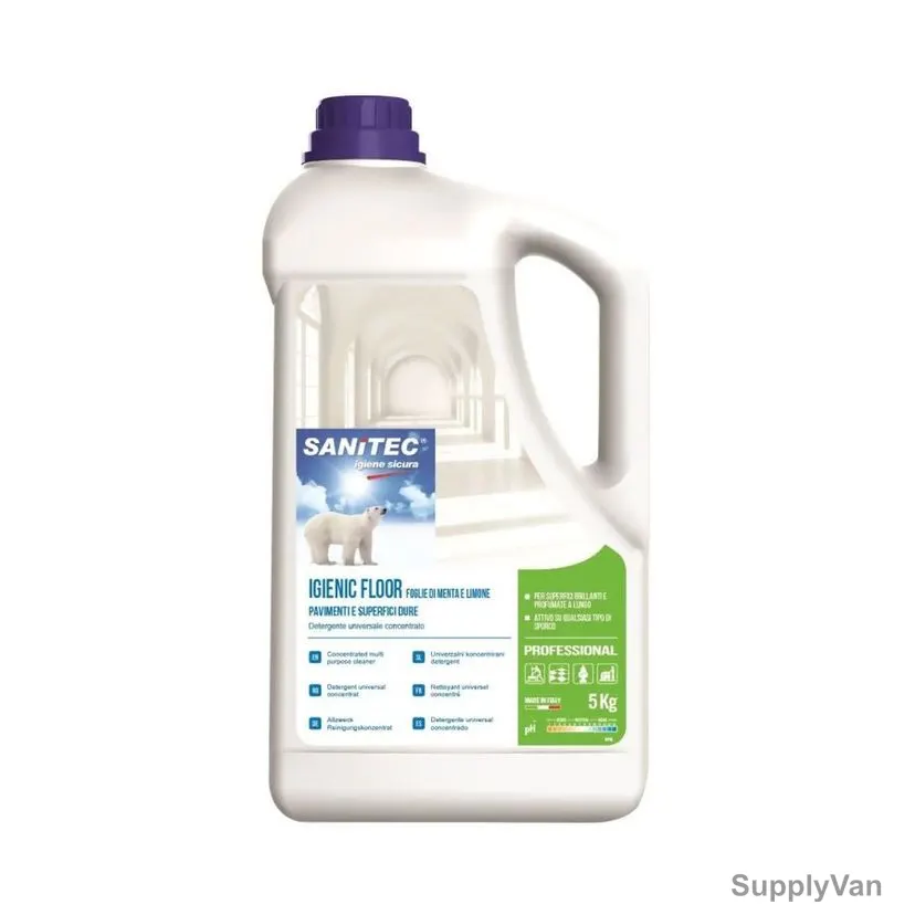Sanitec Multi-Purpose Floor Cleaner, SN10-5, Lemon/Mint, 5 Ltrs, Clear