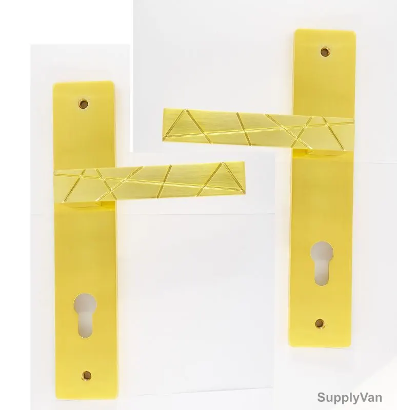 Robustline Lever Handle with lock, SAF-20, Brass Material, Gold Colour
