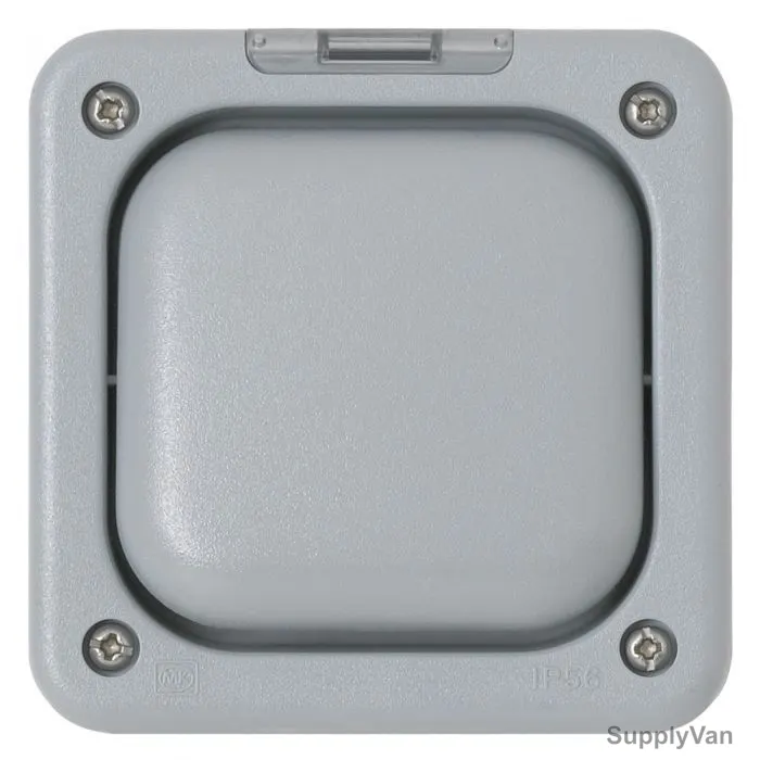 Mk Single Pole Waterproof Rocker Light Switch, K56401GRY, Masterseal Plus, Polycarbonate, IP66, 1 Gang, 10A, Grey — image 1