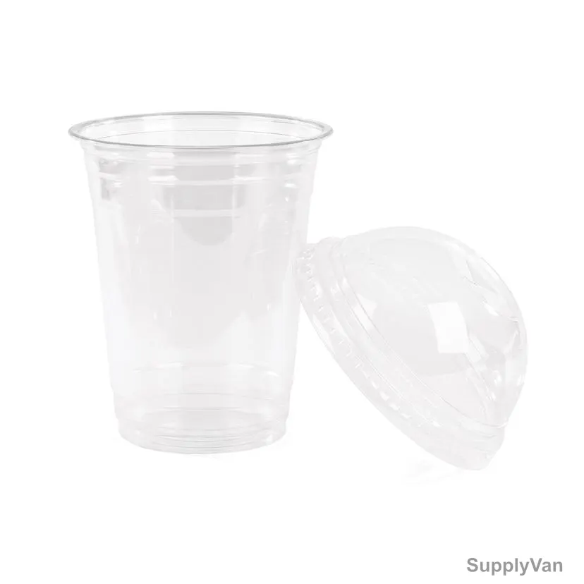 Khaleej Pack Disposable Cup With Dome Lid, PET, 14 Oz, 92MM Dia, Clear, 50 Pcs/Pack