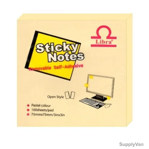 Libra Sticky Note, MX-N30300CY, 100 Sheets, 3 Inch Width x 3 Inch Length, Canary Yellow, 12 Pcs/Pack