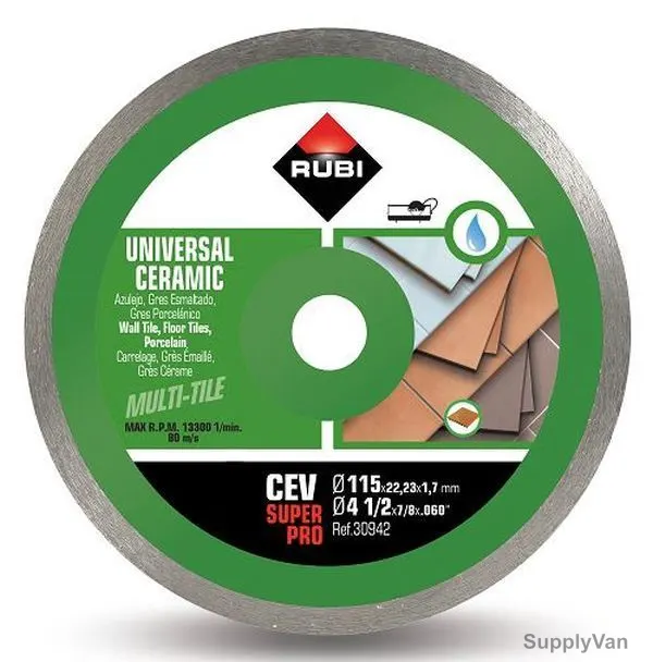 Rubi Continuous Ceramic Tile Diamond Blade, 030942, 115MM