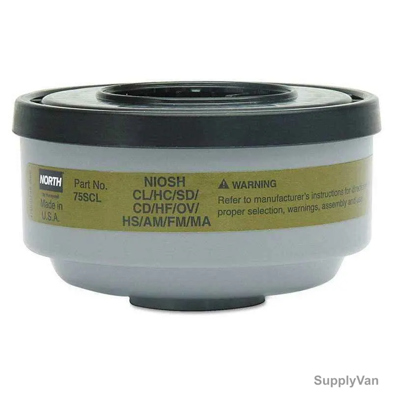 Honeywell Multi-Purpose Gas and Vapor Respirator Cartridges, 75SCL, Non-Woven Fabric, Black/Grey