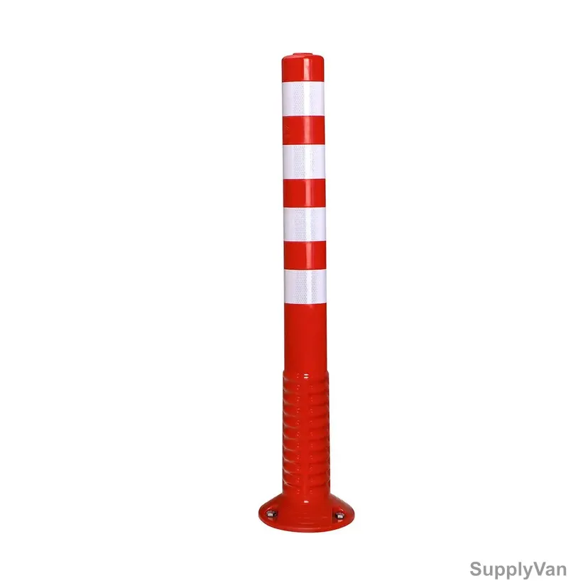Flexible Bollard Post, Polyurethane, 8CM Dia x 76CM Height, Orange/White — image 1