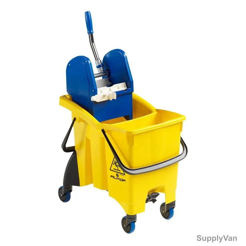 Filmop Double Split Bucket Mop Trolley, BT15Y, Polypropylene, 30 Ltrs, Yellow