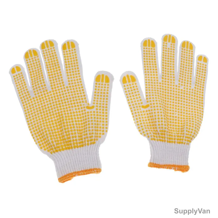 Gaocheng Protective Working Gloves, Nylon, M, White/Yellow, 6 Pair/Pack — image 1