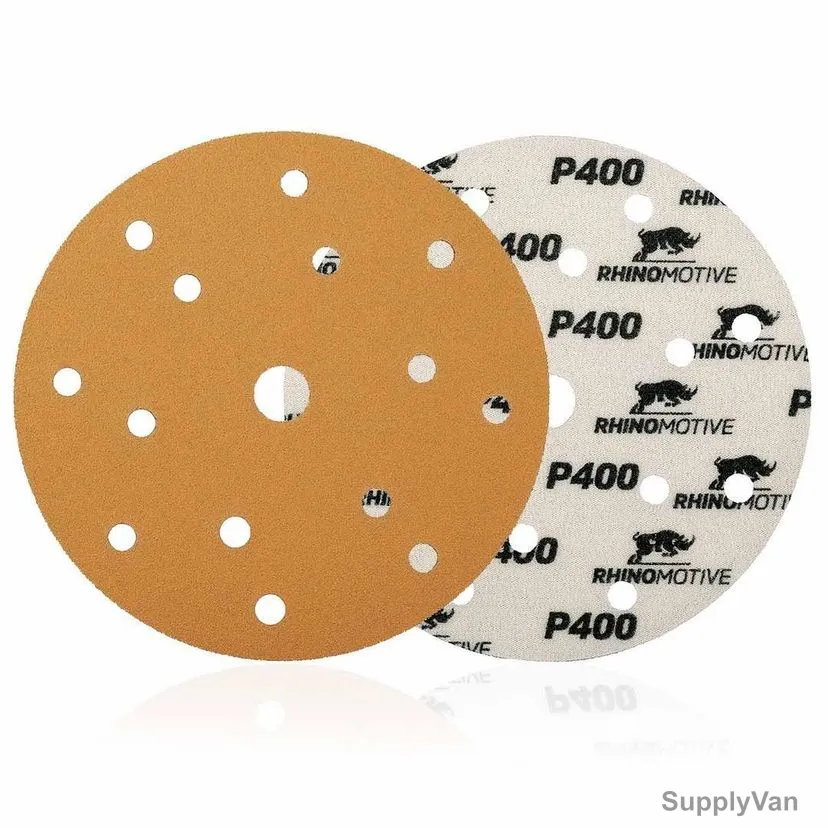 Rhinomotive Multi-Purpose Abrasive Disc, R1506, 150MM, P400, Gold, 100 Pcs/Box — image 1