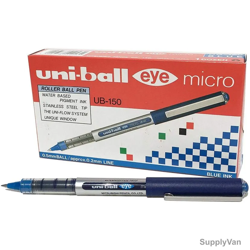 Uni-Ball Roller Ball Pen, UB150, Eye, 0.5MM, Blue, 12 Pcs/Pack