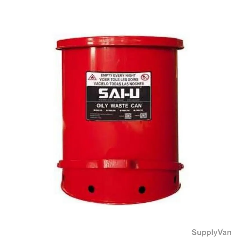 Sai-U Oily Waste Can, WC014R, 14 Gallon Capacity, Red
