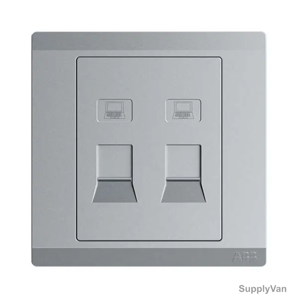 Abb Data Socket Outlet, BL332-G, lnora, 2 Gang, RJ45, Cat 5e, Classic Grey — image 1
