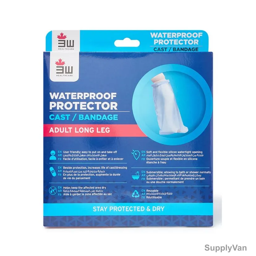 3W Adult Long Leg Waterproof Bandage Protector, 3W-2105, 29.5 x 26CM, Clear — image 1