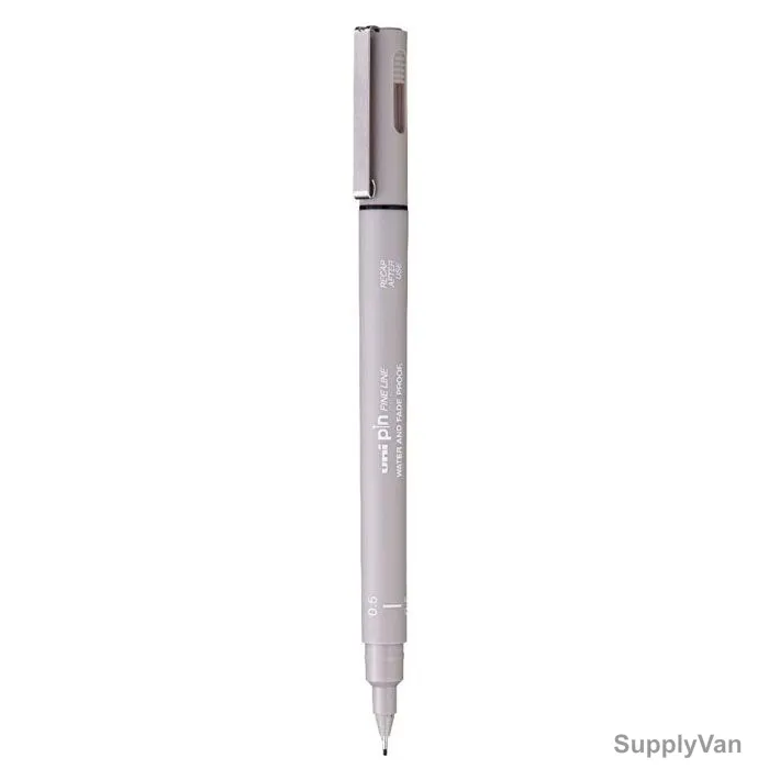 Uni-Ball Fine Line Marker, PIN200-05-LGY, 0.5MM Tip, Light Grey, 12 Pcs/Pack