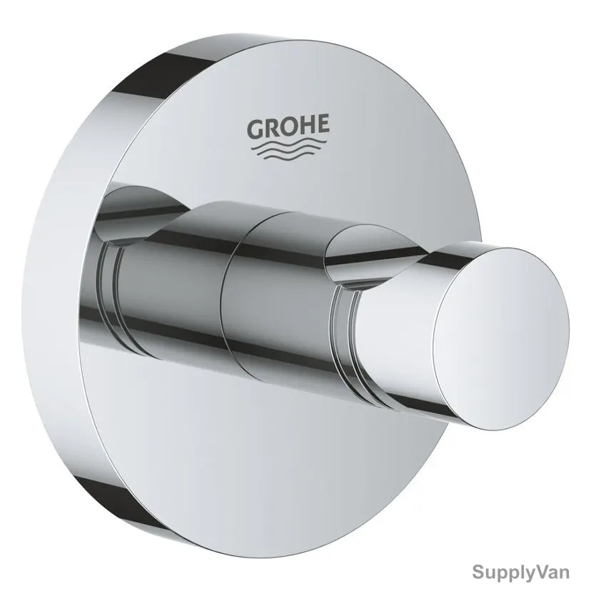 GroheWall Mounted  Robe Hook, 40364001, Essentials, Metal, 54CM Dia x 45 CM Depth, Starlight Chrome Finish